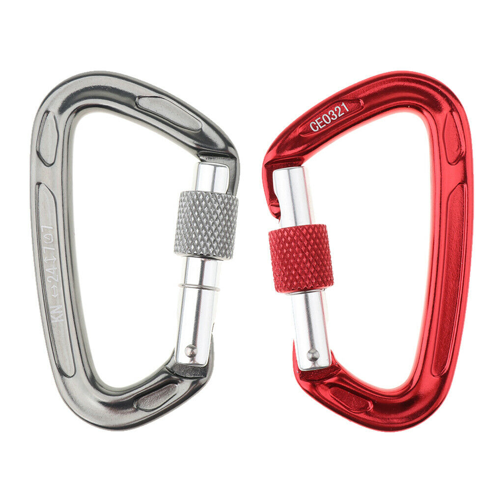 24KN Auto Locking Carabiner Hammock Carabiner Rappelling Climbing Buckle Grey