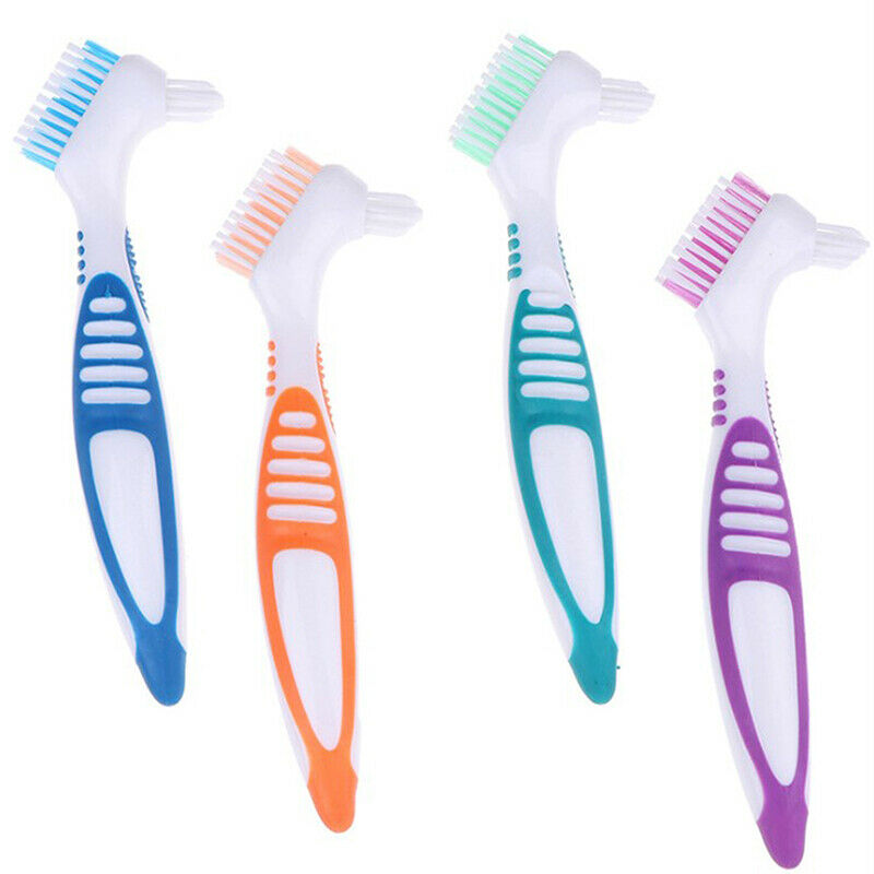 Denture Cleaning Brush Bristles & Ergonomic Rubber Handle Multi-LayeredJ CgF XC