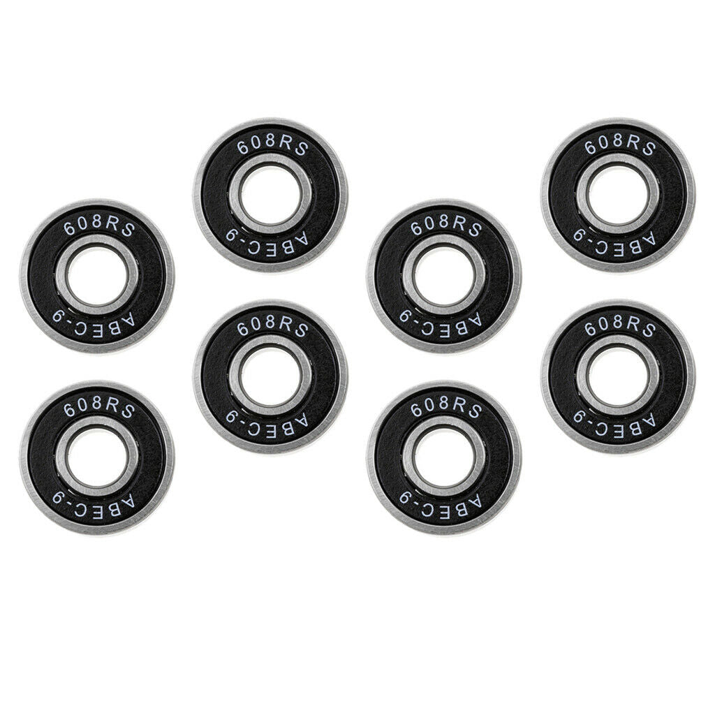 608rs Skateboard Bearing 8mm Bearing for Longboard Inline Hockey White+Black