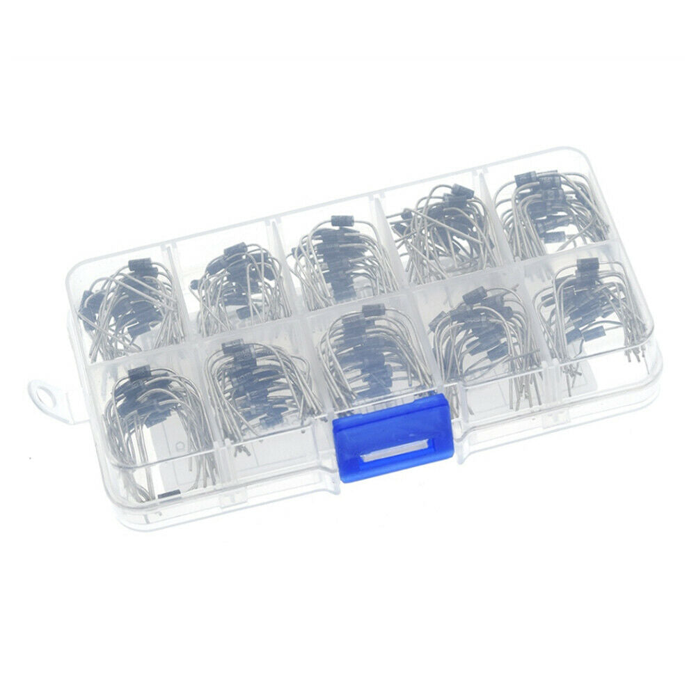 200pcs 10 Value Rectifier Diode 1N4001~1N5819 Zener  Assortment Kit w/Box& Label