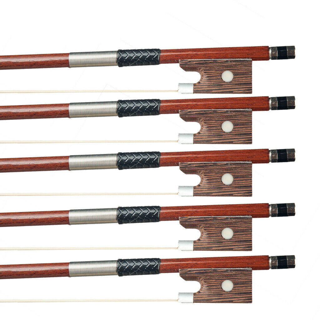 5 Pieces 4/4 Full Size Violin Bows Bright Sound for Students Beginners Kids