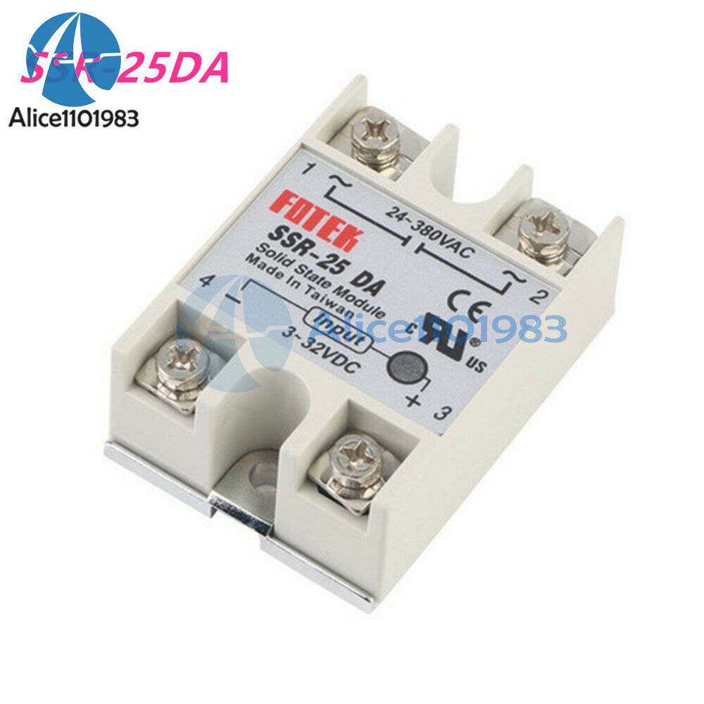 5PCS SSR-25DA 25A Solid State Relay PID Temperature Controller Output 24V-380V