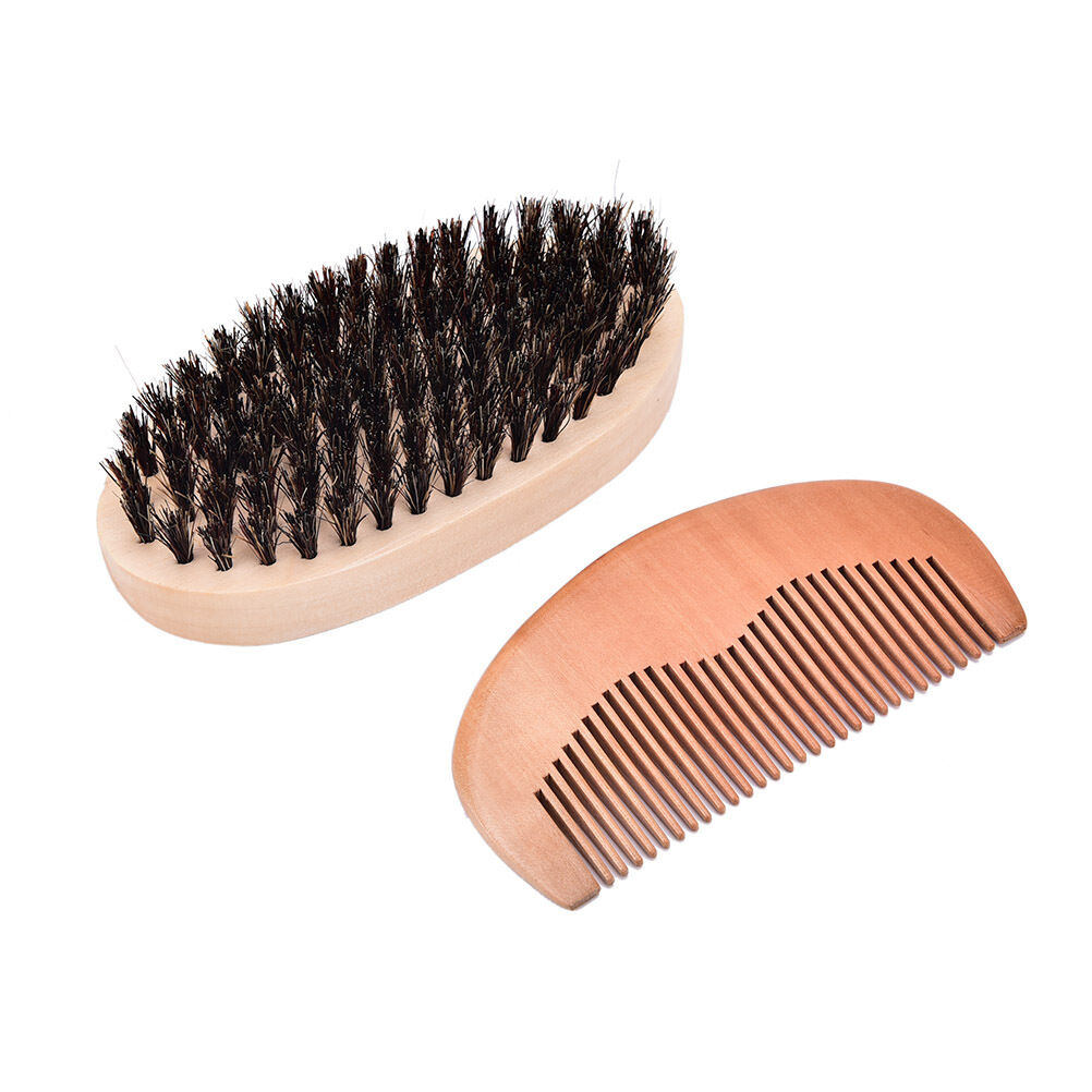 Men'sboar bristle beard brush and comb, beard comb grooming kit brush+com.l8