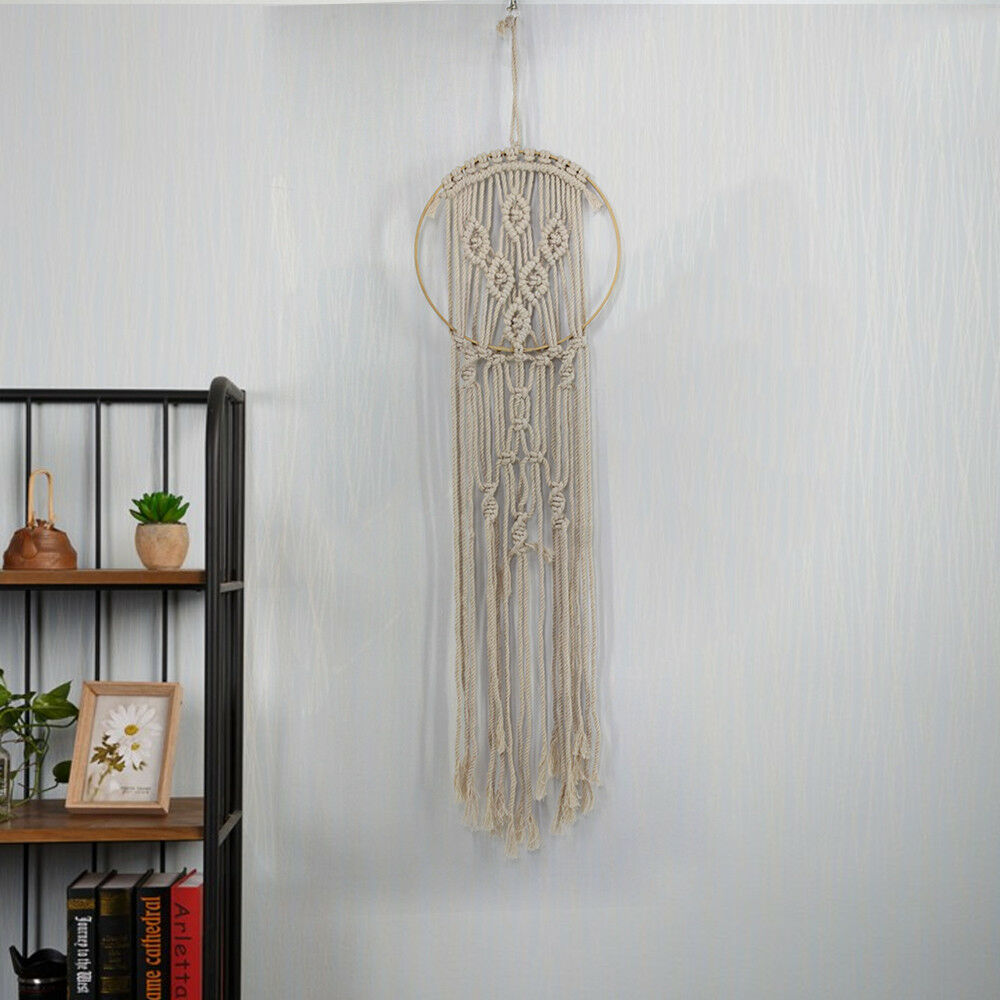 Natural Cotton Handmade Macrame Tassel Wall Hanging Hand Knitted Woven Tapestry