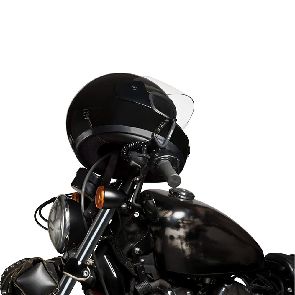 Motorcycle Helmet Lock and Cable Sleek Black Tough PIN Locking Carabiner Device