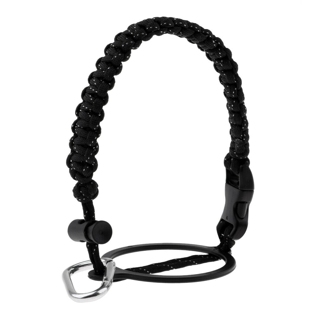 Outdoor Water Bottle Carrier Strap Cup Handle Rope with Carabiner Black