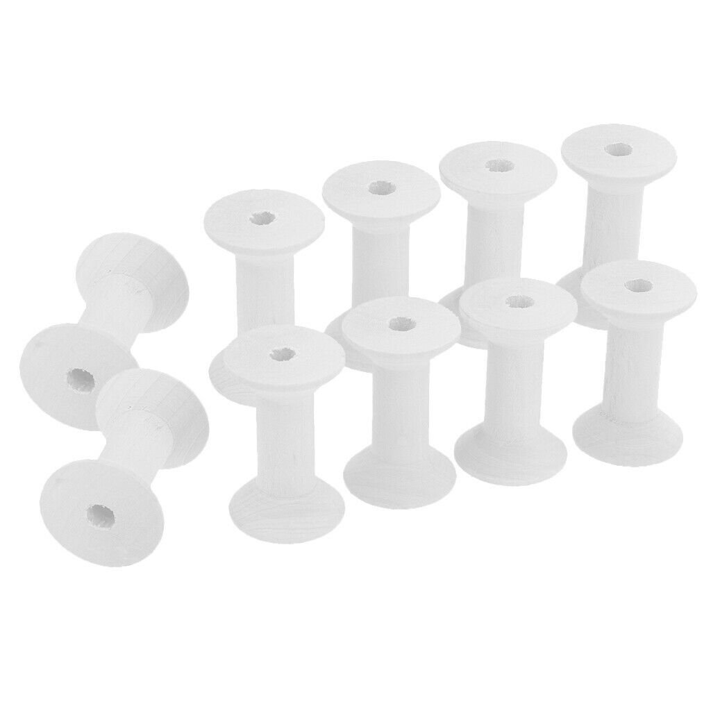 20pcs Natural Wooden Empty Thread Spools For Sewing Ribbons Craft 47mmx31mm
