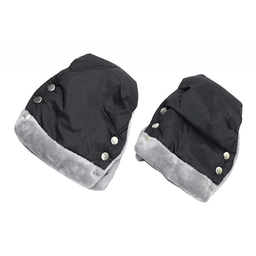 2 Baby Pushchair Gloves Warm Comfort Anti-Freeze Hand Gloves For Women Black