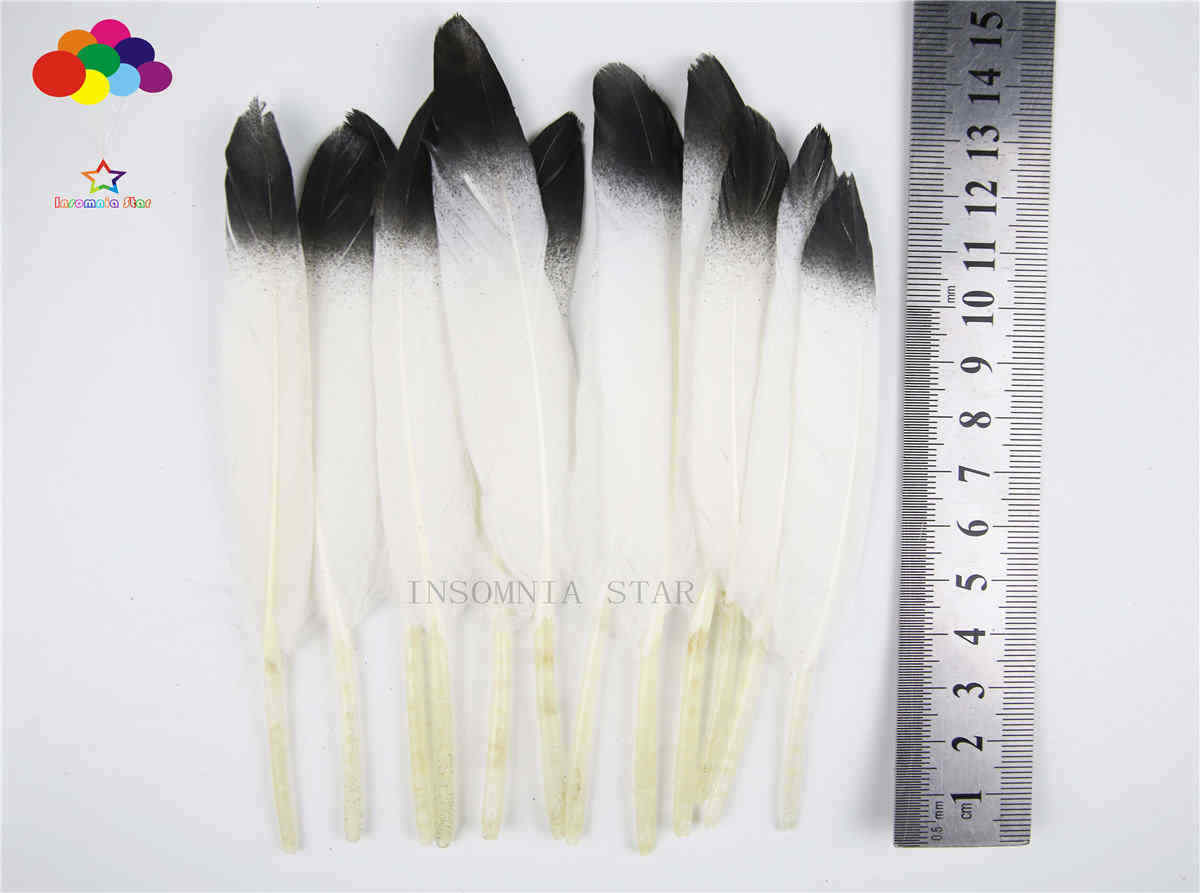 New 100pcs Beautiful white Black Pattern Duck feather 10-15cm / 4-6 inches