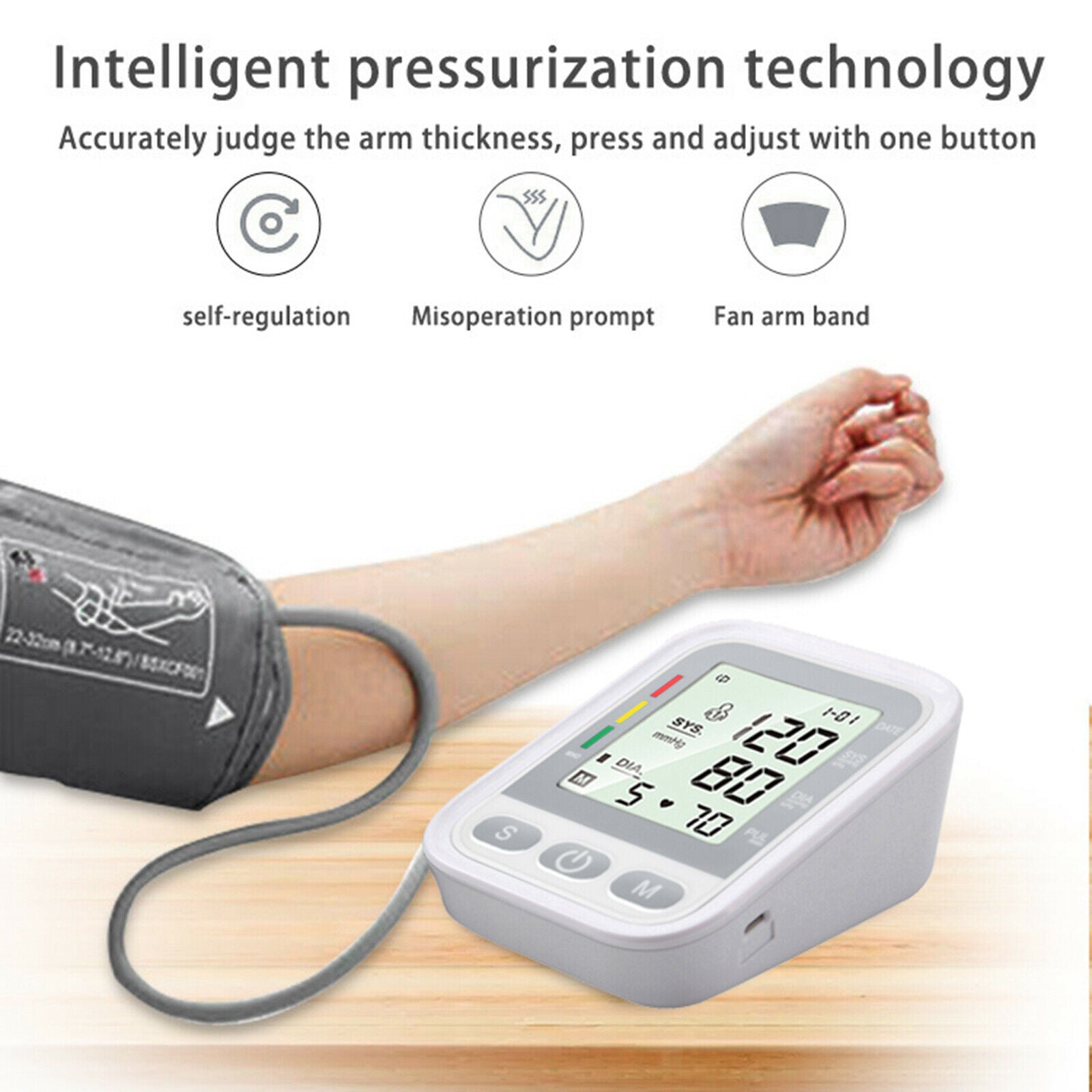 Home Digital Upper Arm Blood Pressure Monitor Large Screen  gray no voice
