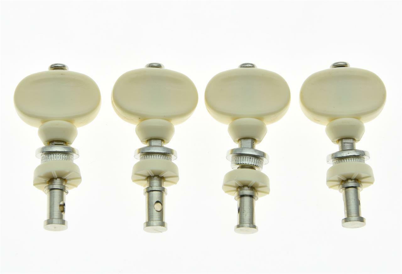 Set of 4 Nickel w/ Ivory Buttons Ukulele Tuners Tuning Keys Pegs Machine Heads