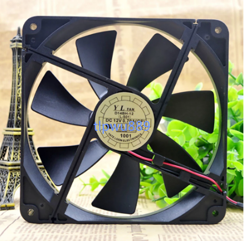 1pc for D14BH-12 DC12V 0.70A 2 pin 140*140*25mm  cooling fan @t