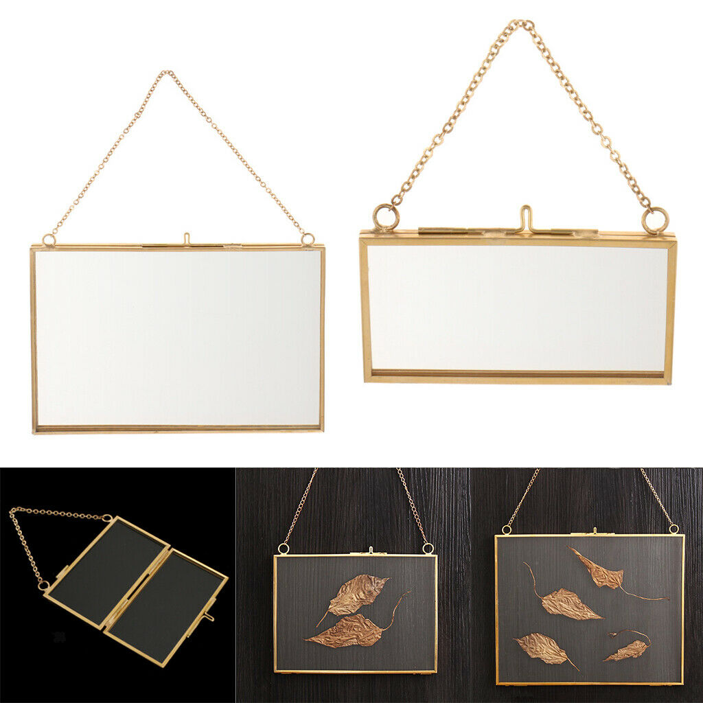 2x Double Sided Glass Hanging Picture Frame Display Frame Portrait 4&7''