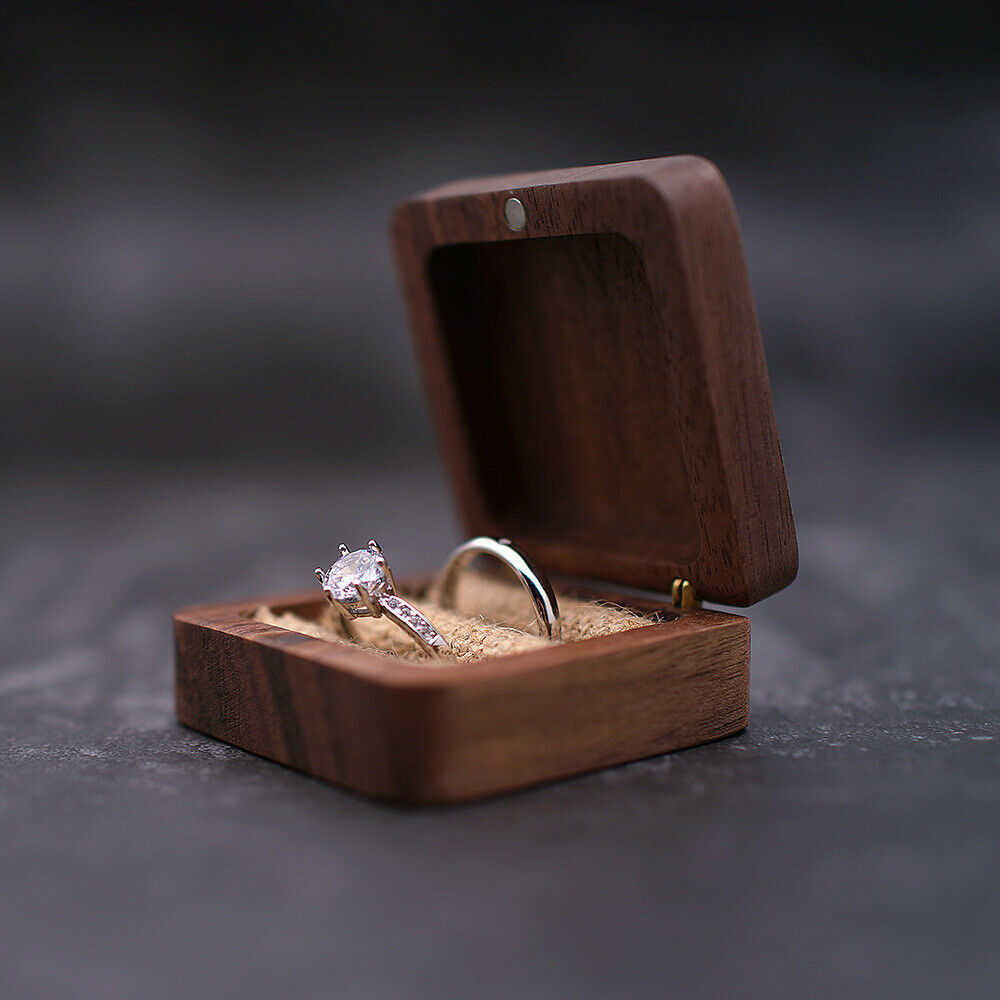 Wooden Ring Box Jewelry Storage Portable Holder Wedding Engagement Organizer DIY
