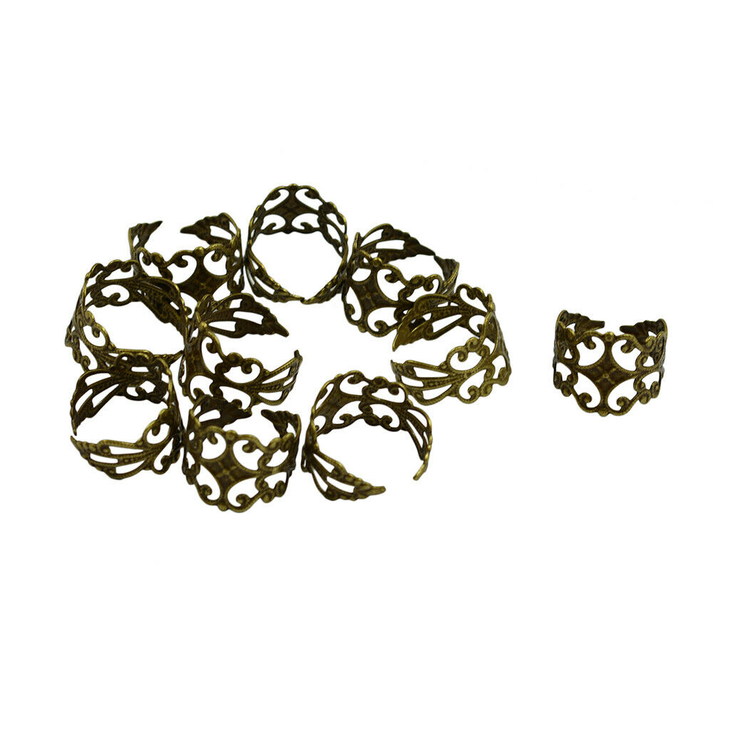 20 Pieces Adjustable Brass Blank Stamped Flower Ring DIY Making