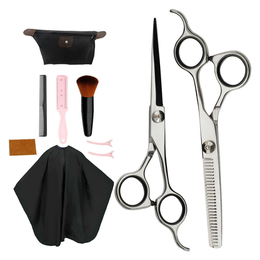 Hair Cutting Hairdressing Scissors Set with Accessories Comb Gown Clips