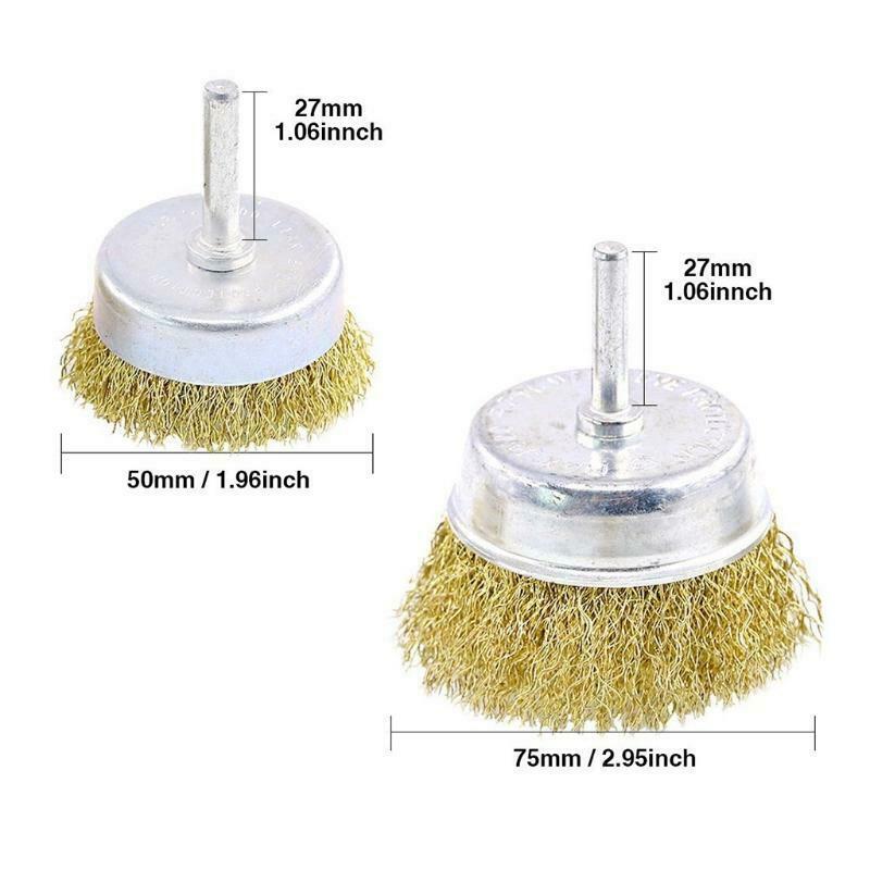 9pcs Wire Brush for Drill Carbon Steel Crimped Wire Wheel for Cleaning Rust