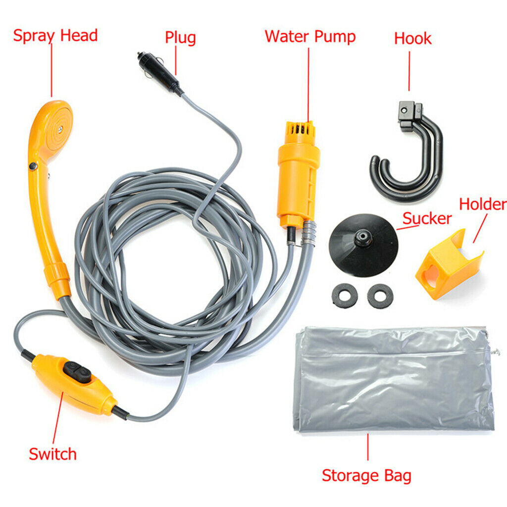 Portable Camping Outdoor Shower Pump with Water Contain Bucket, Foalding Water -