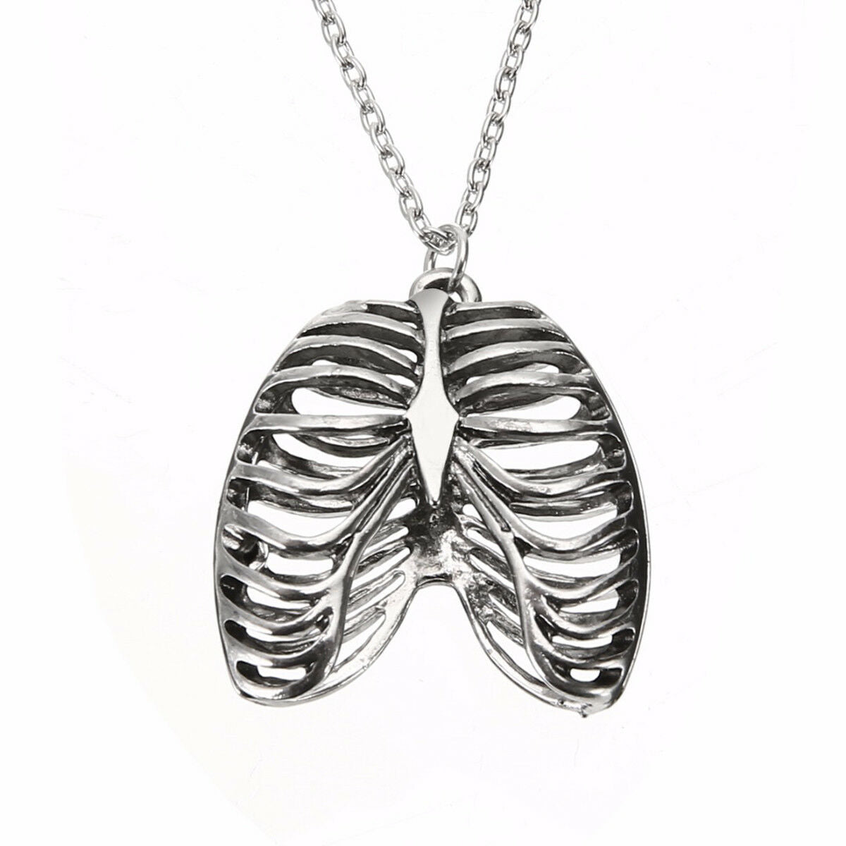 Anatomical Inspired Heart Necklace Human Rib Cage Body Chest Love Pendant Gift