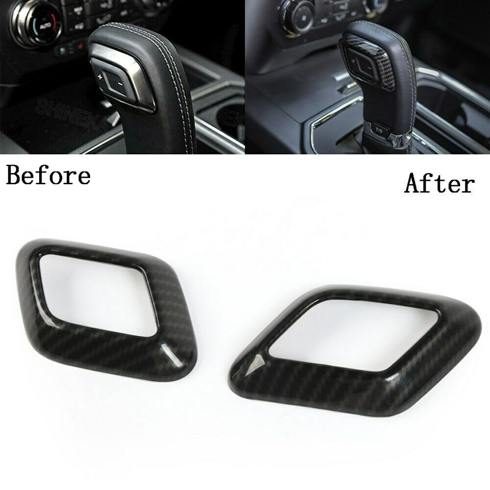 Carbon Fiber Gear Shift Knob Ring Trim Cover For Ford F150 2015+ AV CN