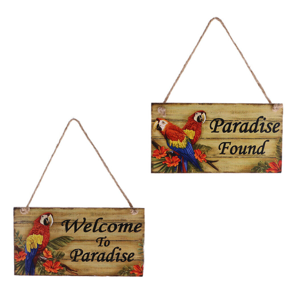 Welcome to Paradise/Paradise Found Wood Plaque with Jute Twine Hanging Sign