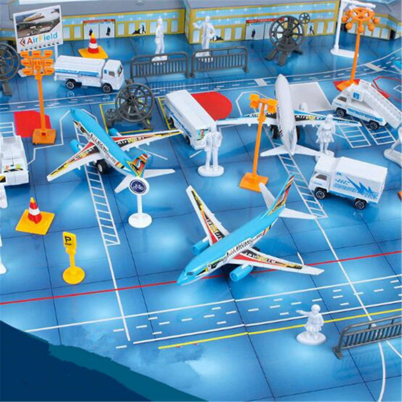 200PCS/Set Airport Playset Airplane Aircraft Models Assembled Toys Xmas Gifts