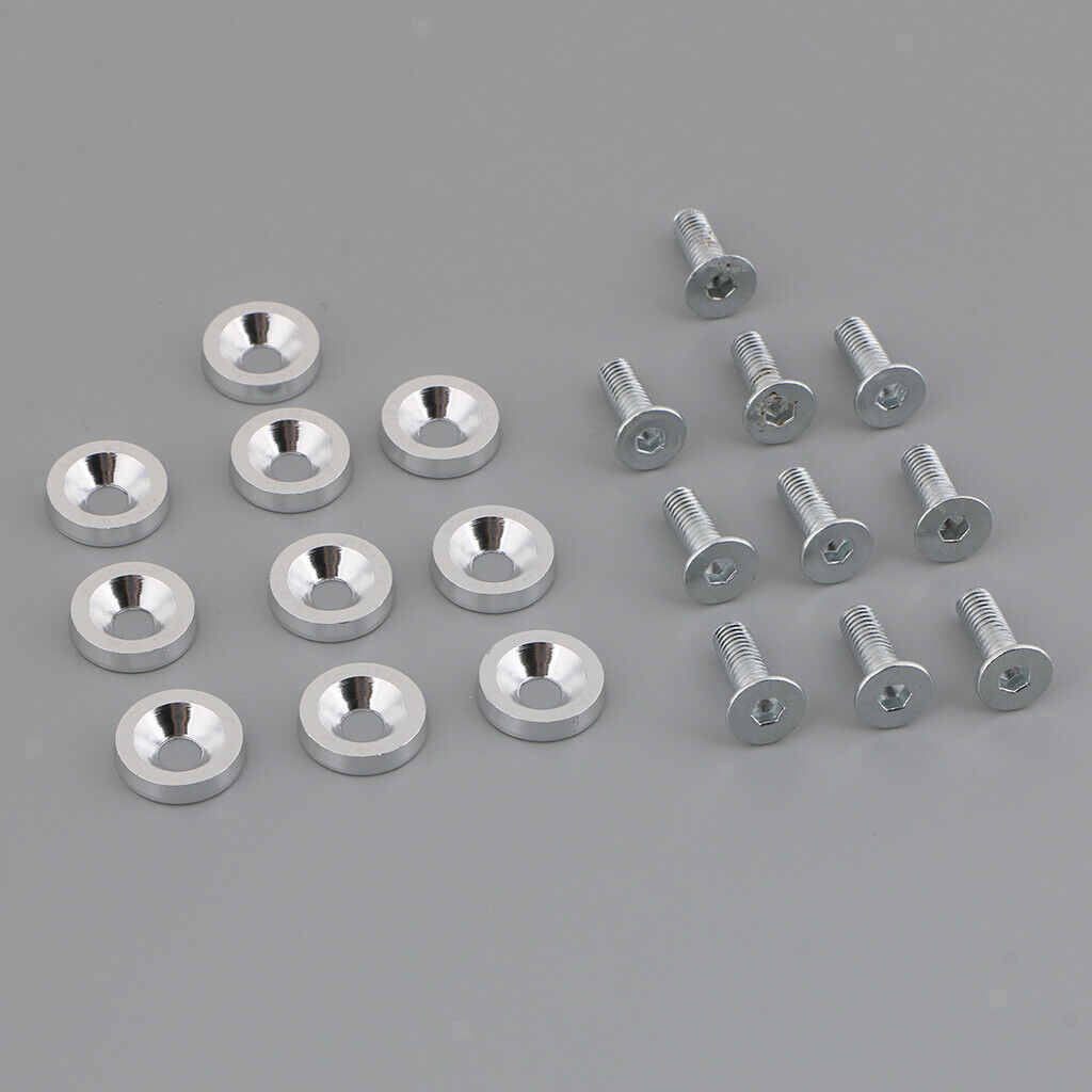 10pcs Sliver Aluminum Cup Head Screw Bolt Cone Washers Gaskets 6mm
