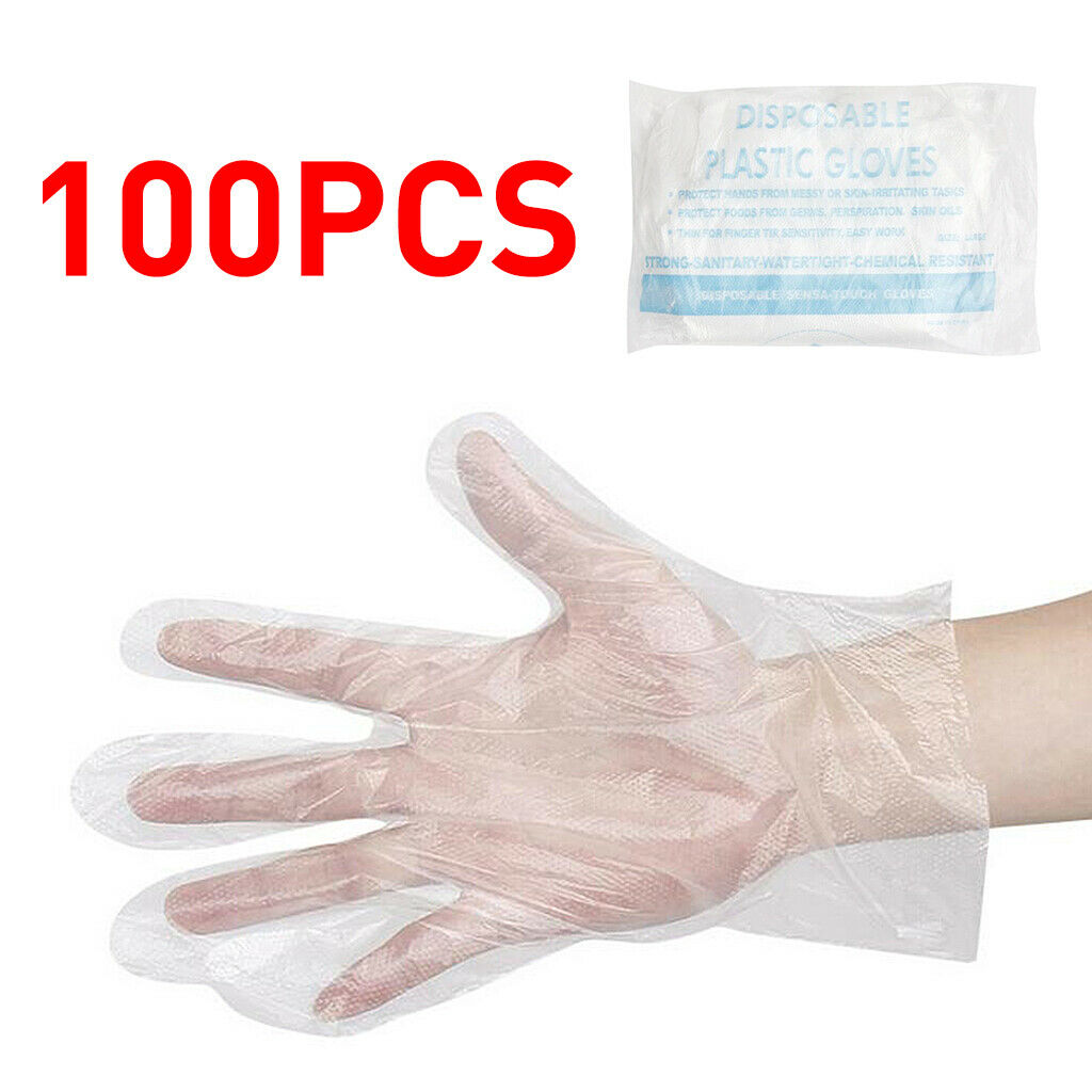 100 Pieces Plastic Disposable Gloves Kitchen Home Cleaning Glove Transparent