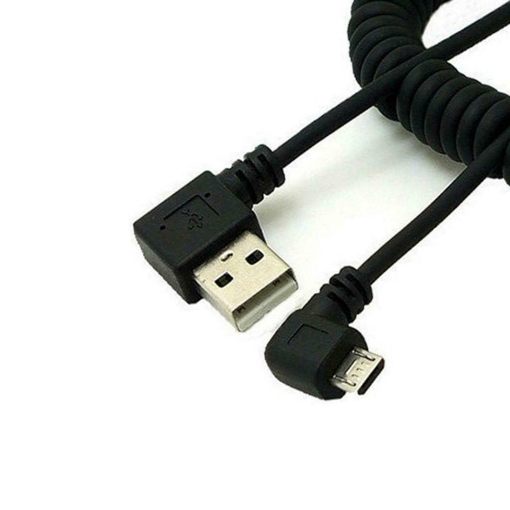 1m USB 2.0 Male to Micro USB Male Spring Cable Left Angle Connector Rope