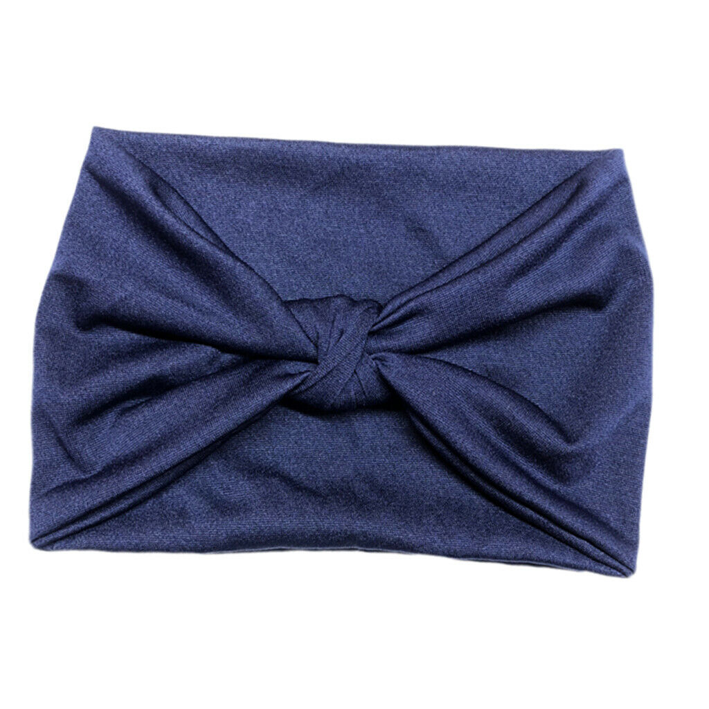 Women's Wide Head Wrap Elastic Headband for Sports, Running, Yoga Navy Blue