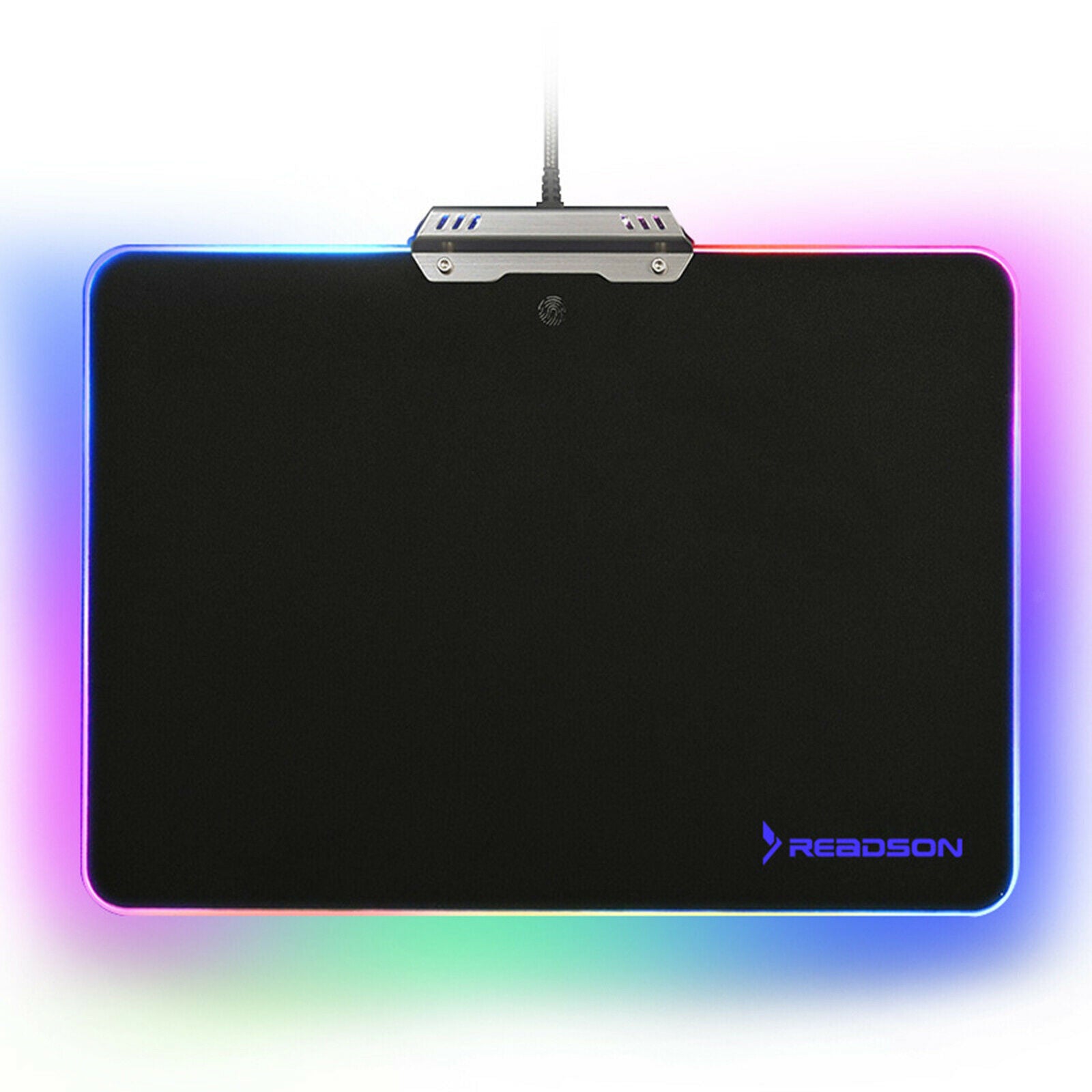 RGB Metal Mouse Pad Rubber Base Mouse Mat with Backlit Waterproof Surface