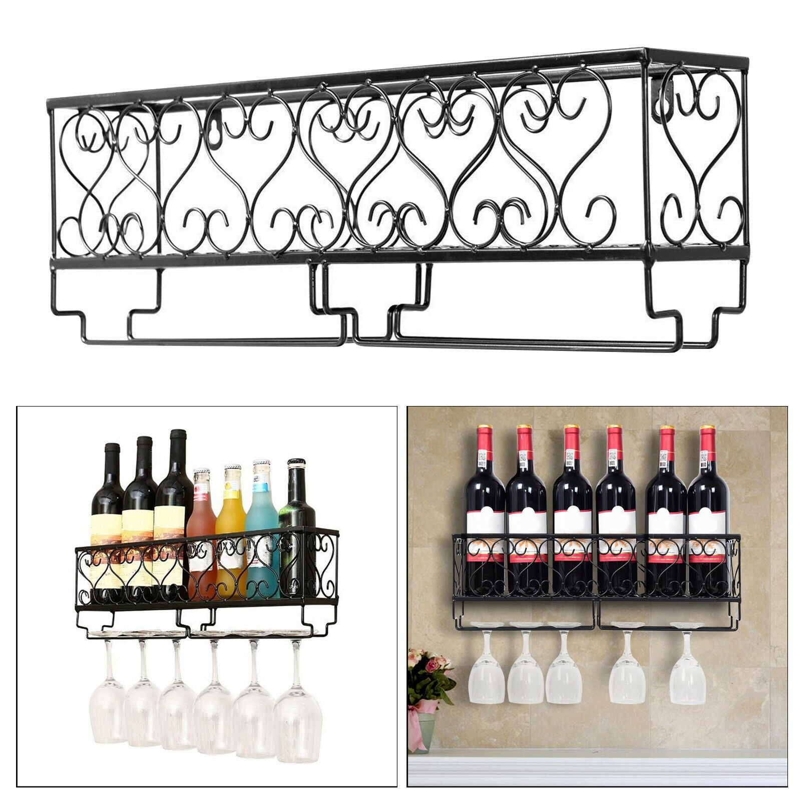 Iron Wine Rack Countertop Holder Home Display for Shelf Organizer Rack