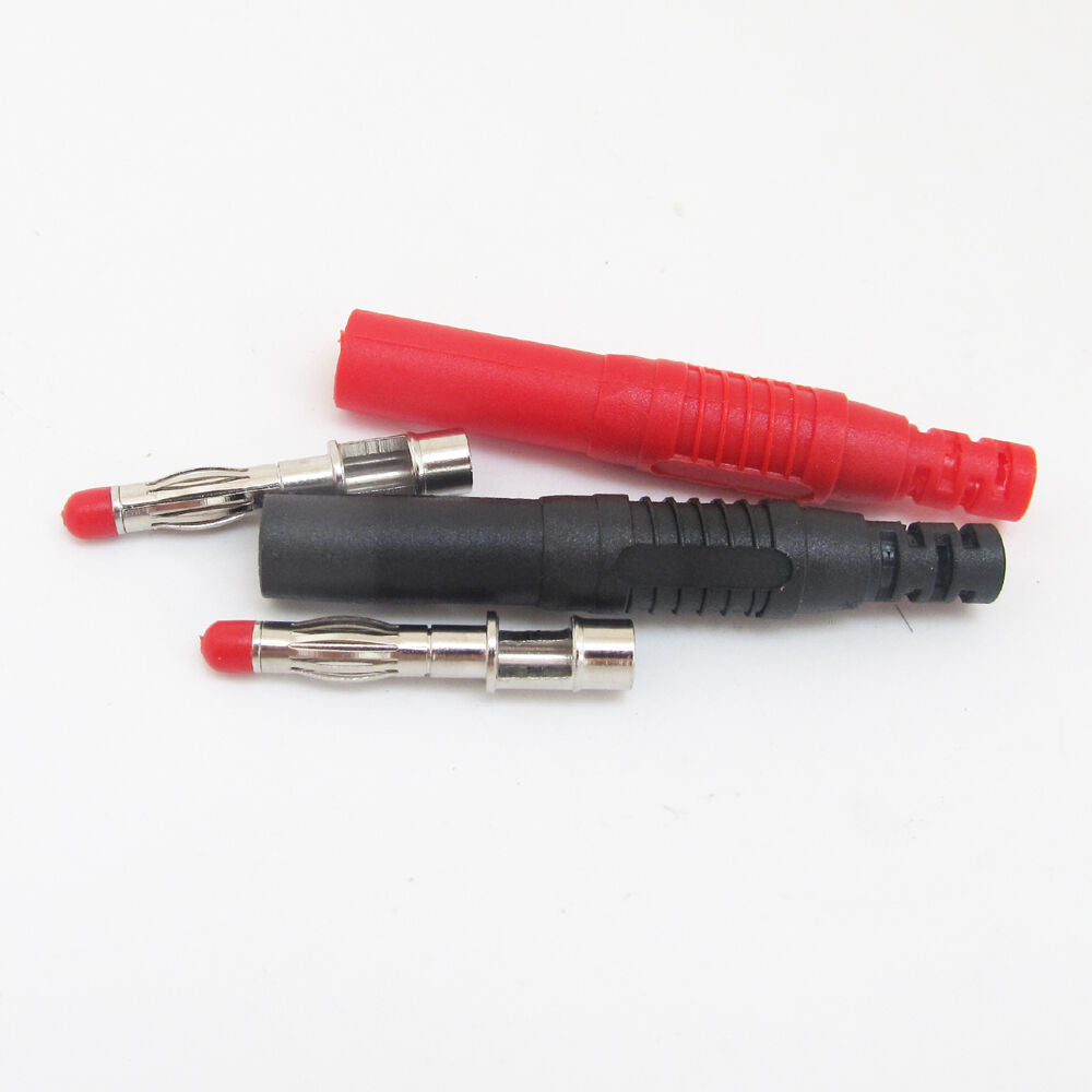 1pair 4mm Brass Insulated Banana Plug Shrouded Cable Plug Connector Red+Black