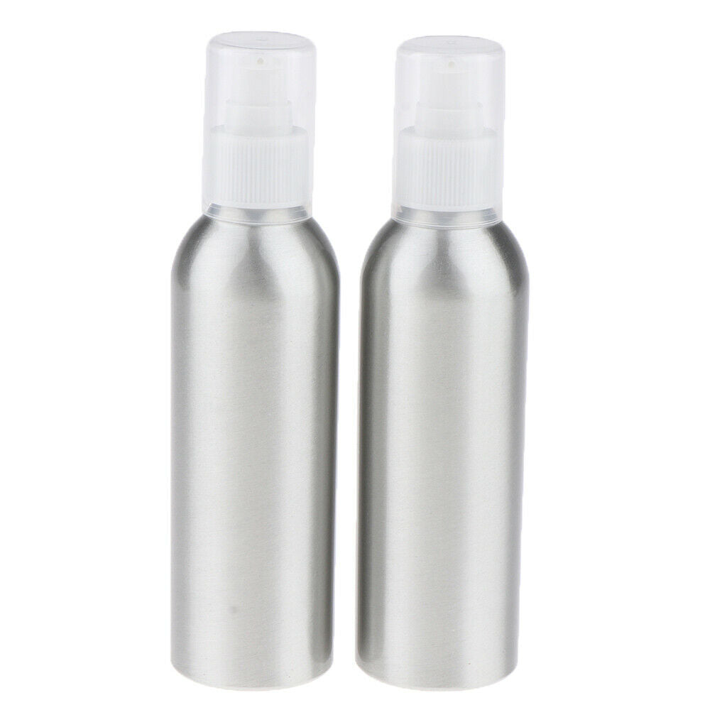 2Pieces Reusable Aluminum Empty Pump BottleS for Bathroom Travel hotel White