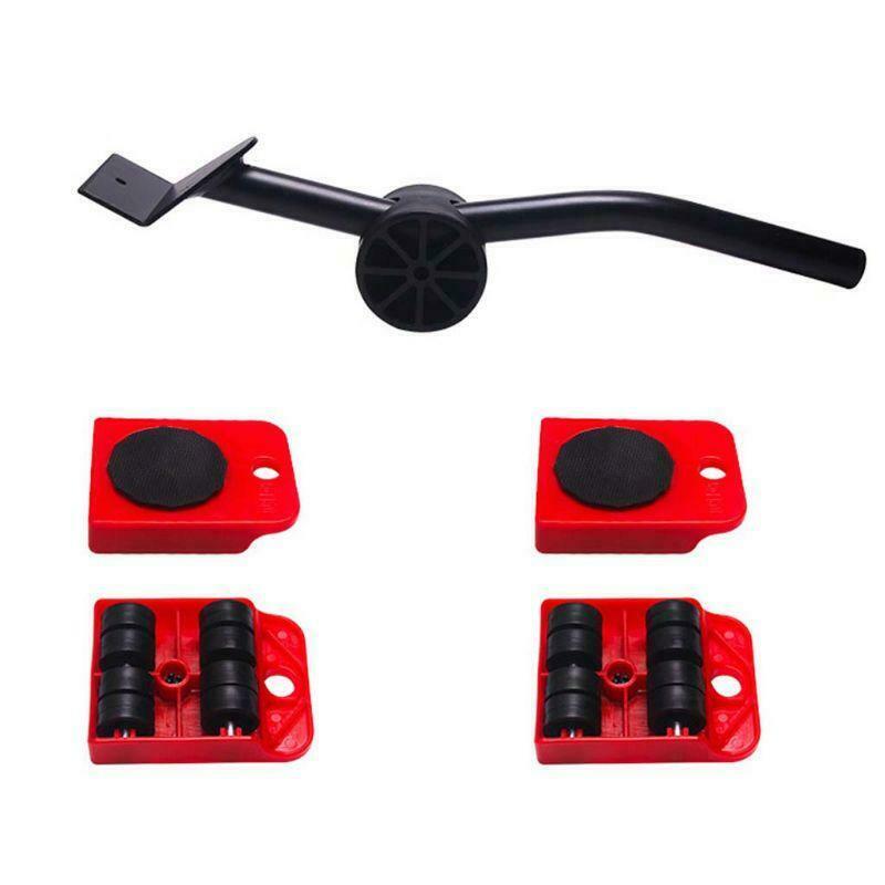 5pcs Furniture Lifter Slider Kit Heavy Stuff Mover Tool Wheeled Roller Wheel Bar