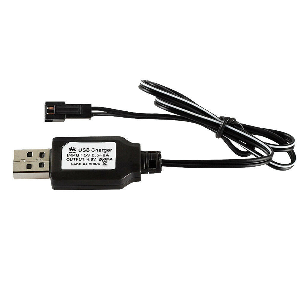 RC Batteries Charging Cable USB Balance 4.8V USB Charger SM Plug Black New