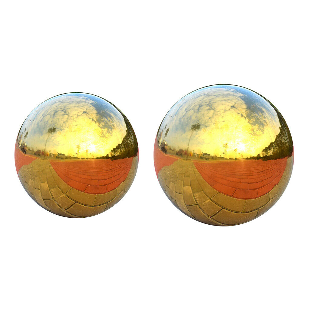 2Pcs 304 Stainless Steel Hollow Ball Seamless Mirror Ball Garden Decor