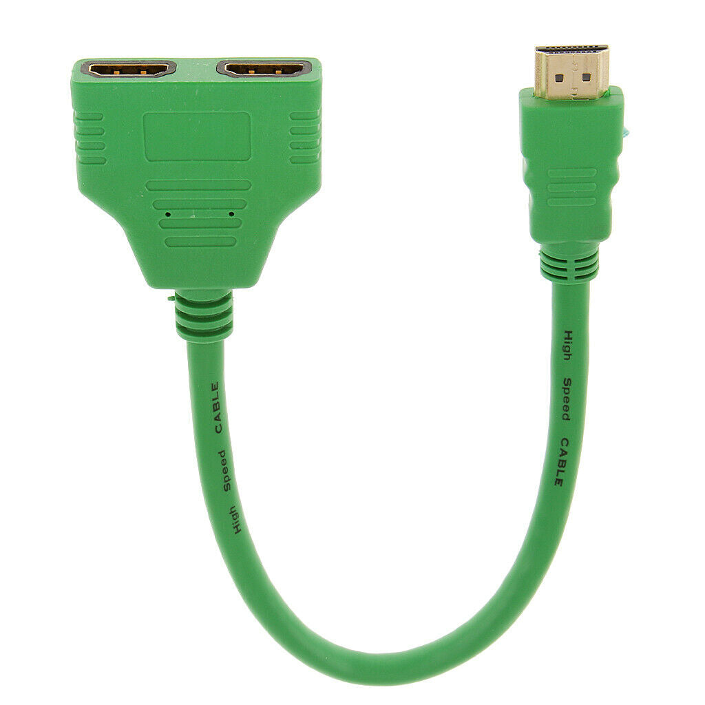 New 1080P   Port Male to 2 Female 1 In 2 Out Splitter Cable Adapter Green