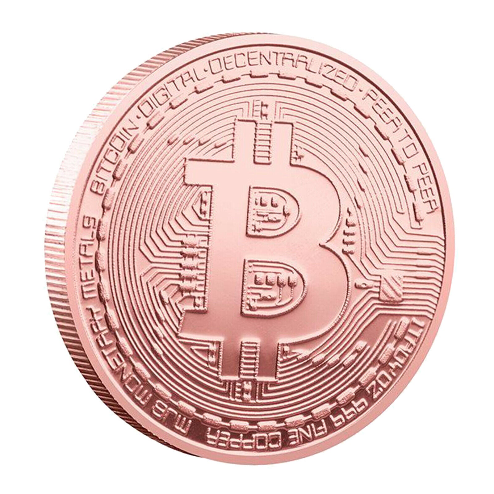 Pink Bitcoin Coin Commemorative Round Collectors Coin Bit Coin Gift 40mm