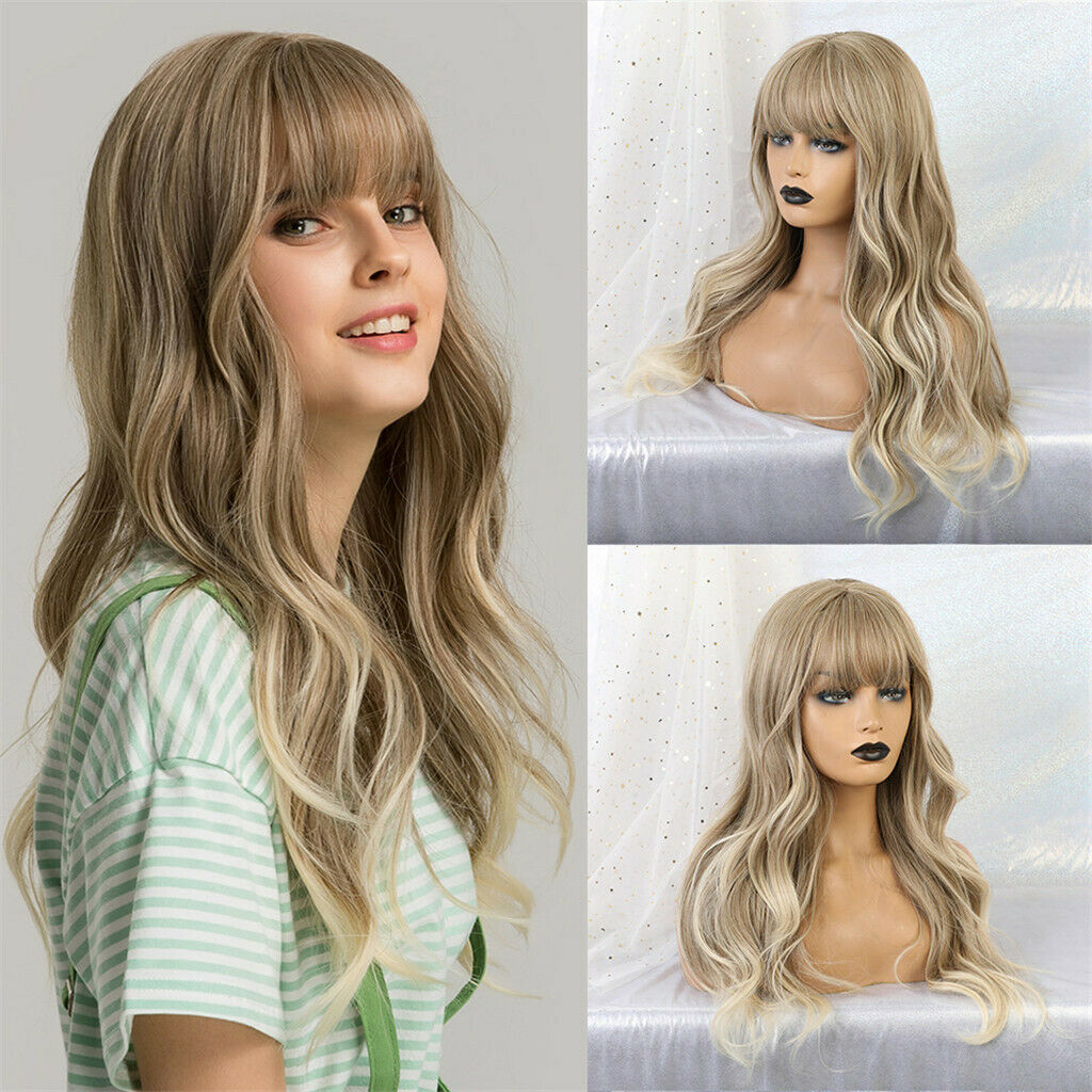 Girls Wavy   Middle Part Wigs Full Head Christmas Fancy Dress Daily Wig