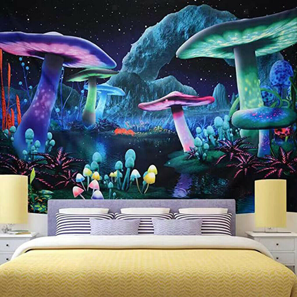 Mushroom Tapestry Psychedelic Wall Hanging Blanket Forest Fantasy Plant Drom
