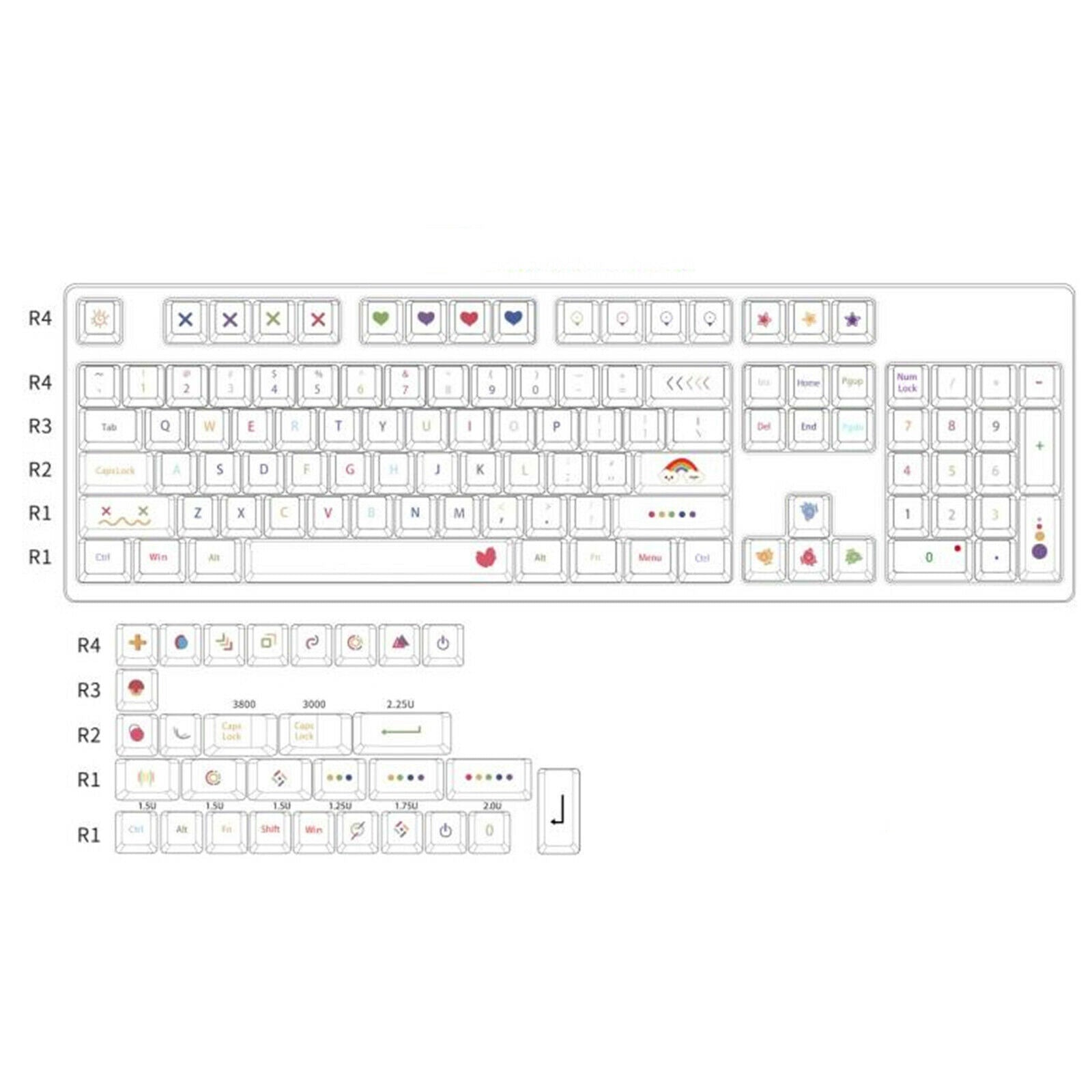 134 Keys Colorful Keycap PBT Buttons Cap for Cross Axis Mechanical Keyboard