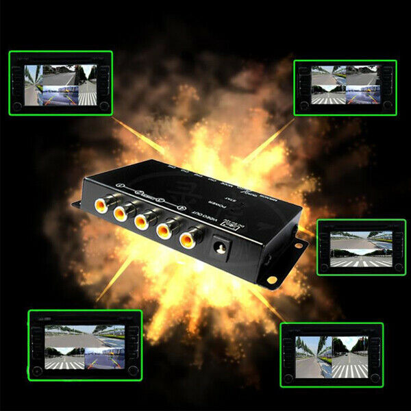 Car 4-Way Video Switch Parking Camera 4 View Image Split-Screen Control Box TOP