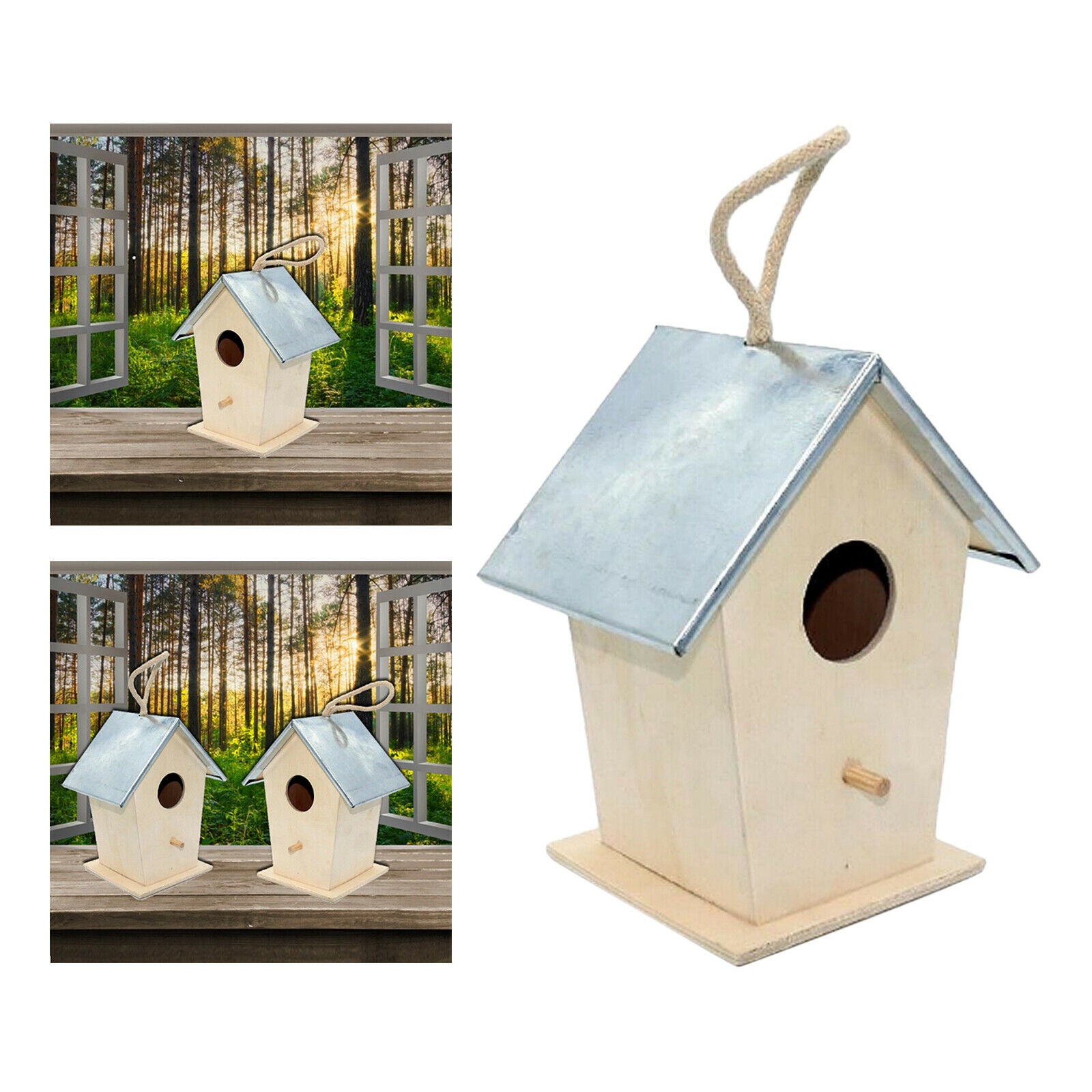 Outside Wooden Mini Bird House Hummingbird for Wren Sparrow Breeding Box