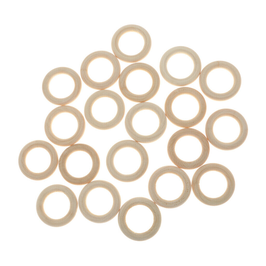 20x Natural Wood Loop Blank Wooden Ring Making Jewelry Finding Kids Gifts