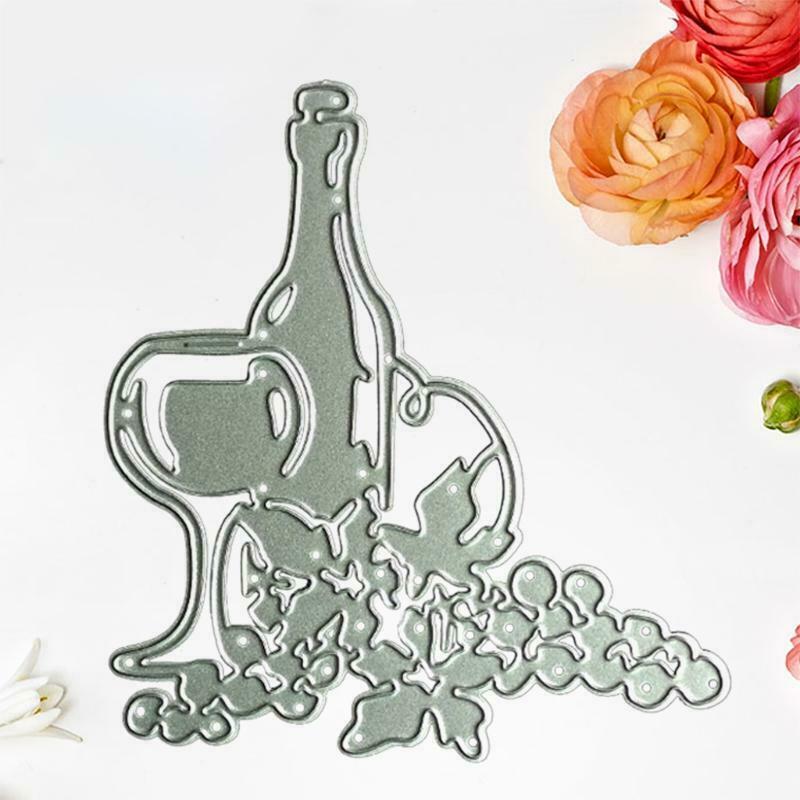 Red Wine Metal Cutting Dies Stencil DIY Scrapbooking Album Paper Card Template