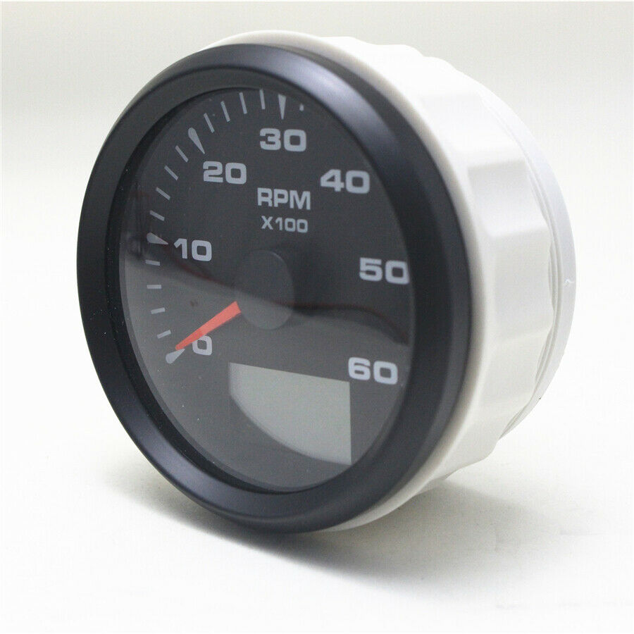 85mm Black Tachometer Car Marine Digital 6000RPM With LED Backlight Hourmeter US