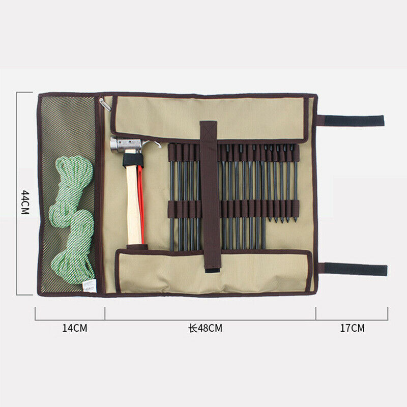 Outdoor Camping Tent Pegs Case Bag Pouch Nail Hammer Stakes Storage Holder HN US