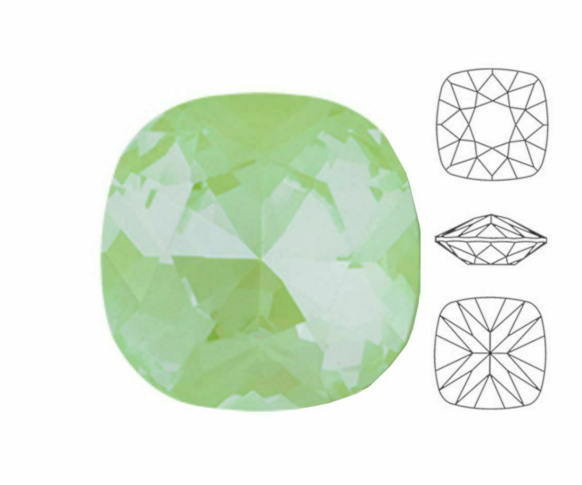 4pcs Izabaro Crystal Electric Green Pastel 135pas Cushion Square Fancy Stone ...