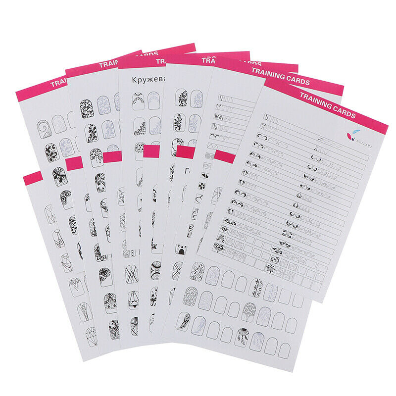 12Sheet Nail Art Training Practice Lines Drawing Painting Template Learning B SJ